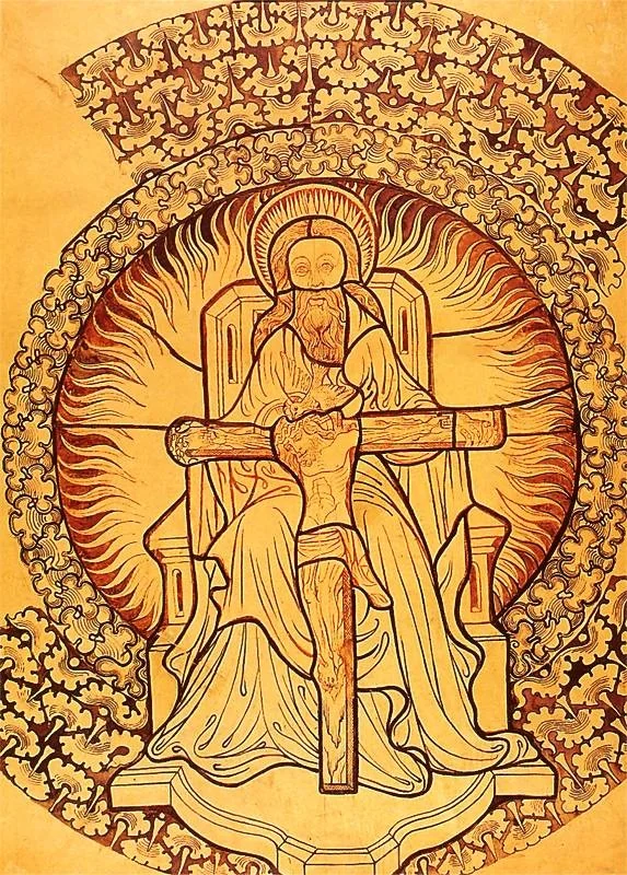 Holly Trinity. Artistic reconstruction of a stained glass panel from the Dominican church in Kraków, detail