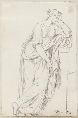 A Muse from the Sarcophagus of the Muses, by Jacques-Louis David, chalk, 1778