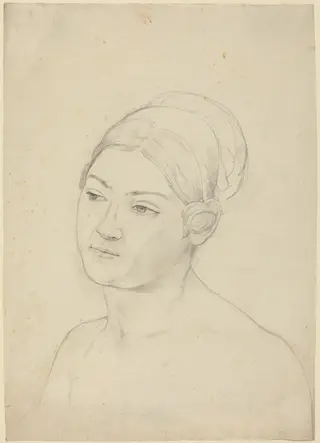 Head of a Young Woman, by Moritz Daniel Oppenheim, graphite, 1844