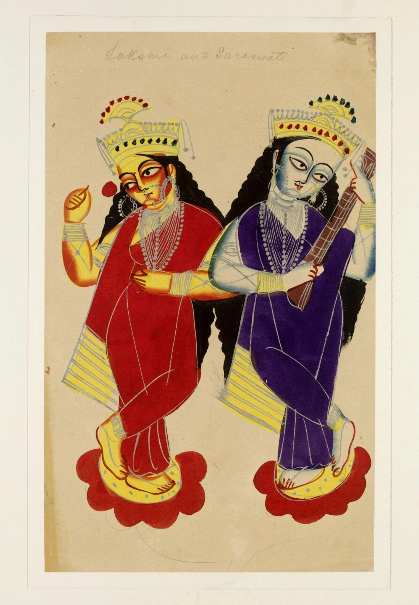 Lakshmi and Saraswati, detail