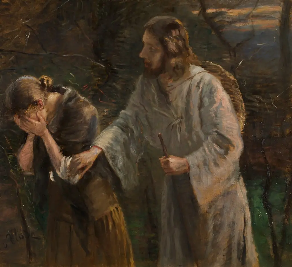 Woman, why are you weeping?, by Fritz von Uhde, unspecified, 1889