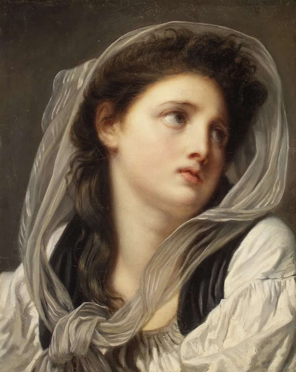 Head of a Young Woman, by Jean-Baptiste Greuze, oil, 1792