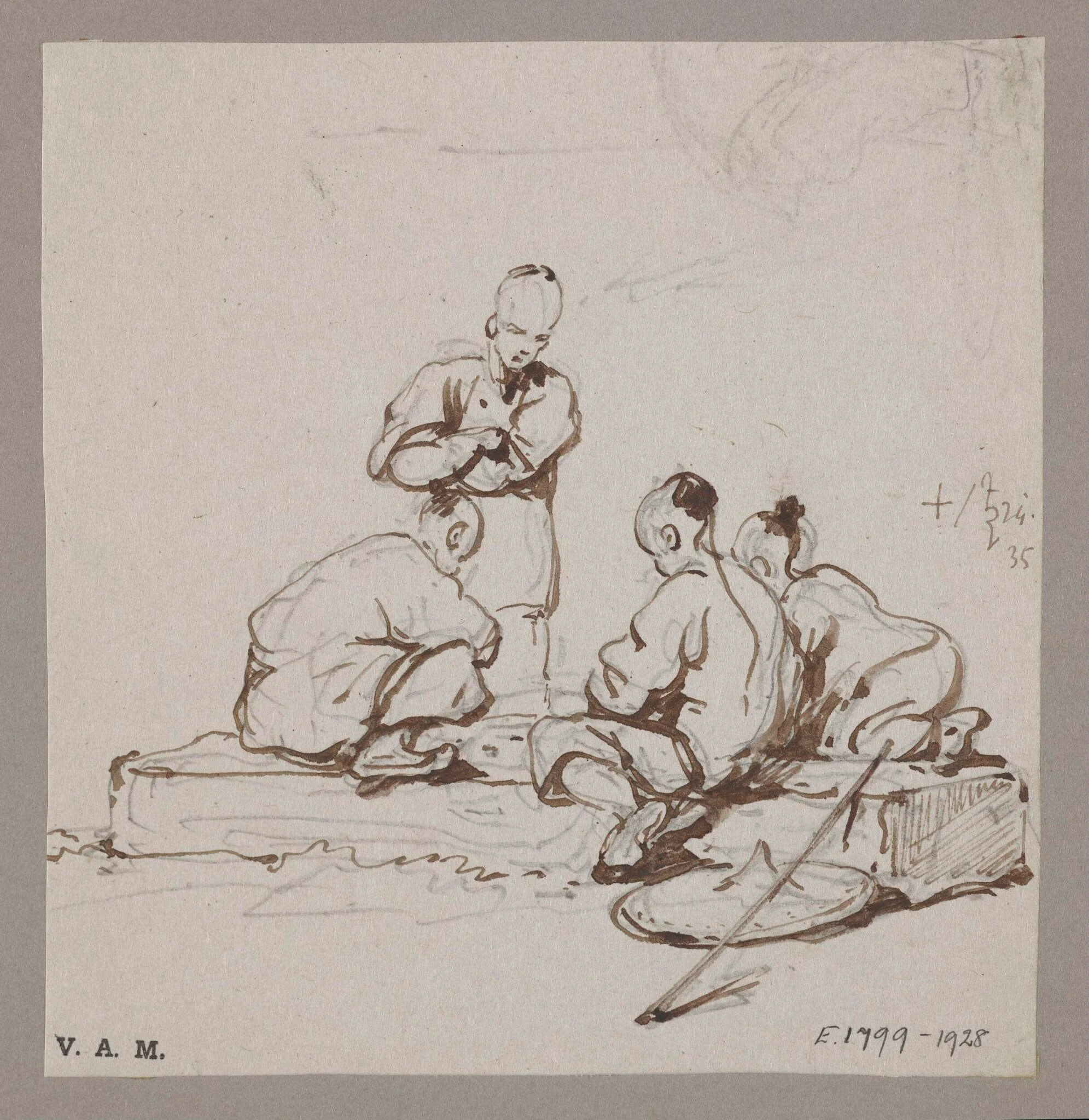 Four Chinese figures, detail