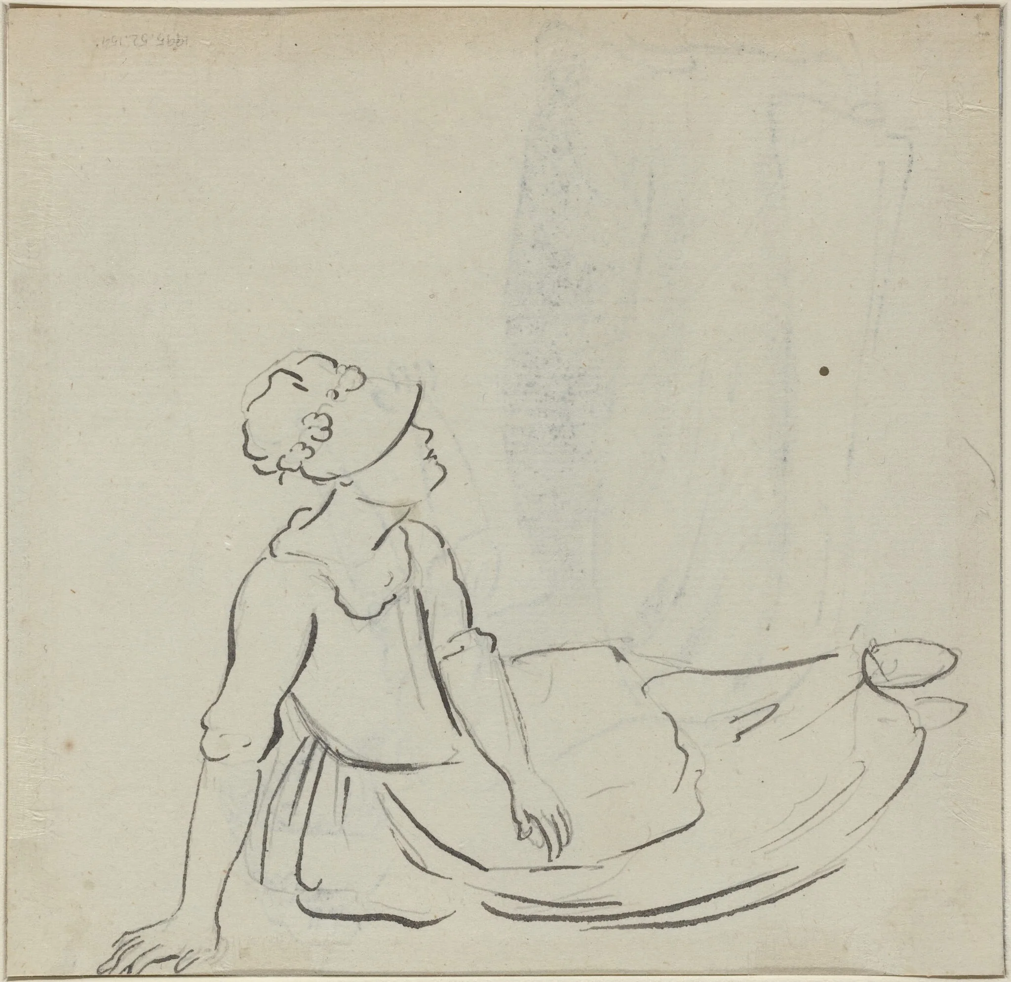 Girl with a Bonnet Reclining [verso], detail