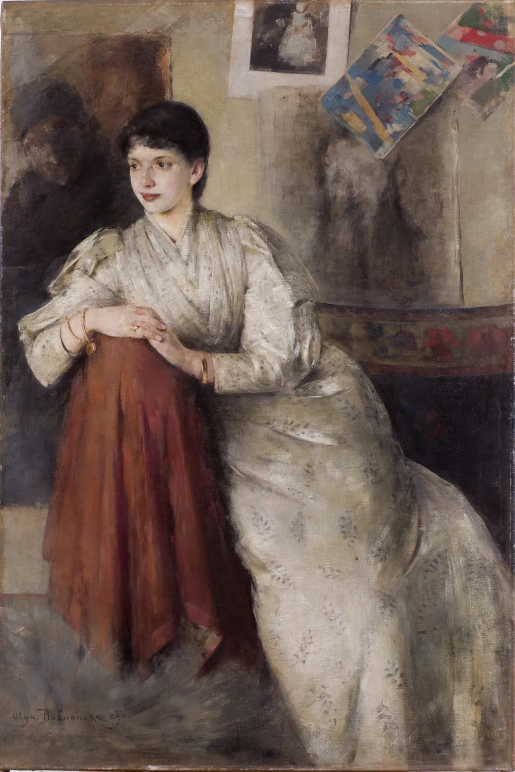 Portrait of a Woman in a White Dress, by Olga Boznańska, oil, 1896