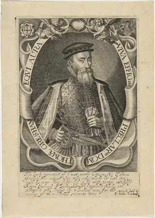 Sir Thomas Grisham, by Francis Delaram, ink, 1608