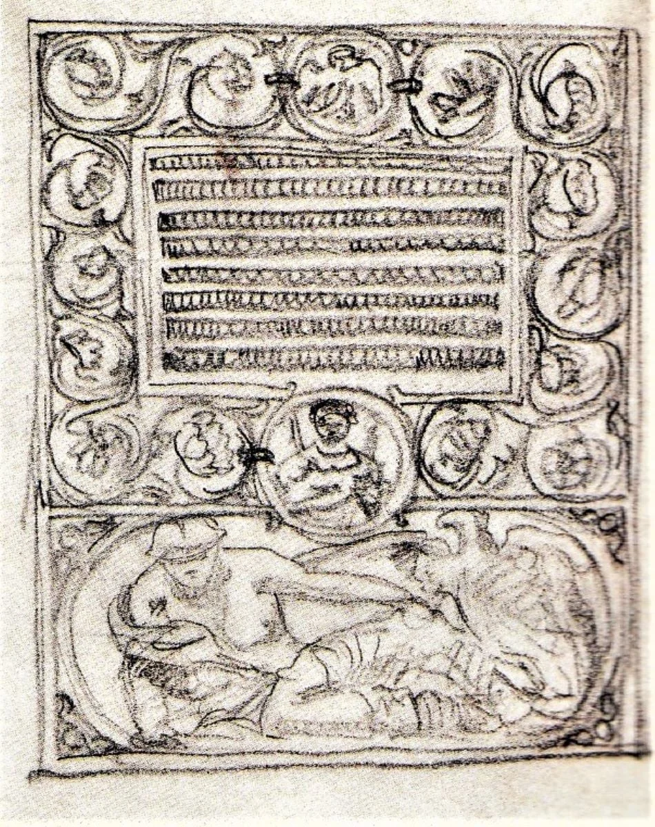 Schiță revers plachetă, detail