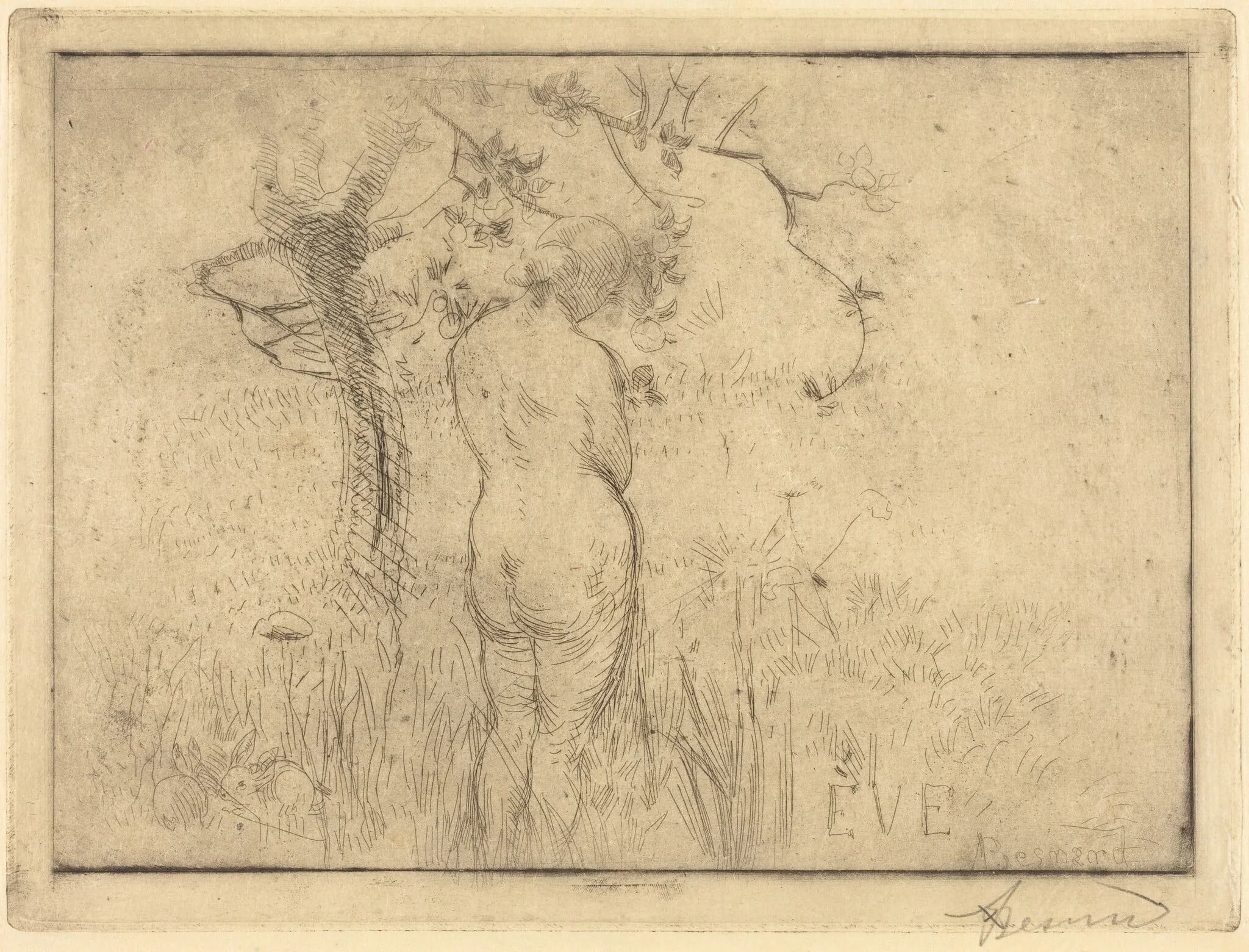 Eve before the Apple Tree (Eve de dos devant le pommier), detail