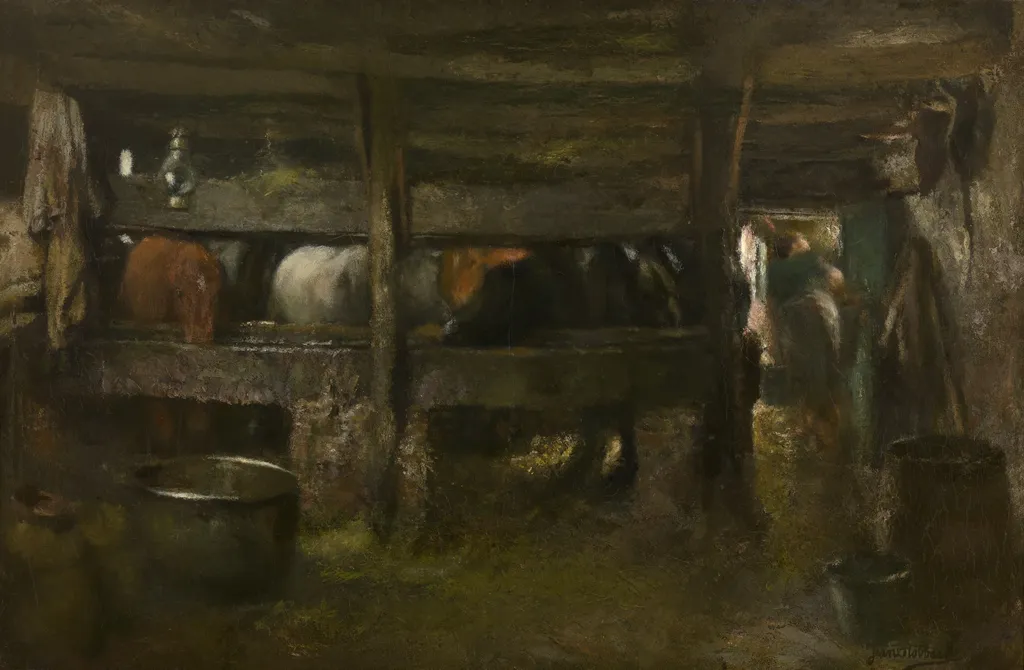 Horse Stable, by Jan Stobbaerts, oil, 1886