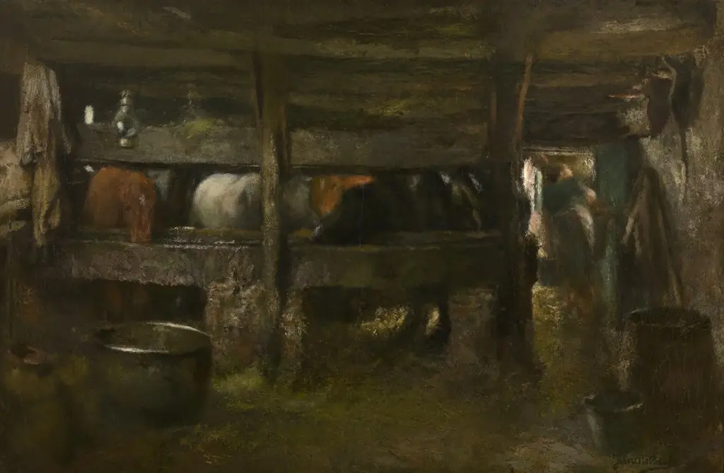 Horse Stable, by Jan Stobbaerts, oil, 1886