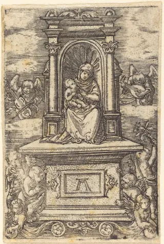 The Beautiful Virgin of Regensburg on an Altar, by Albrecht Altdorfer, ink, 1520
