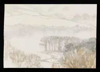 Esthwaite Water and snow-covered hills, by Beatrix Potter, watercolor, 1913