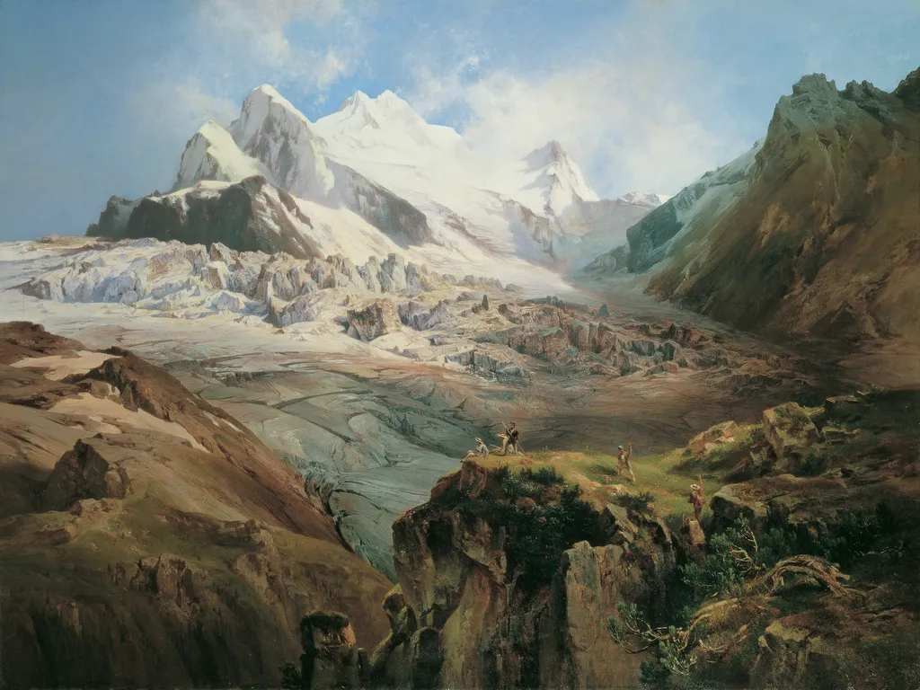 Der Stubaiferner in Tirol, by Anton Hansch, oil, 1875