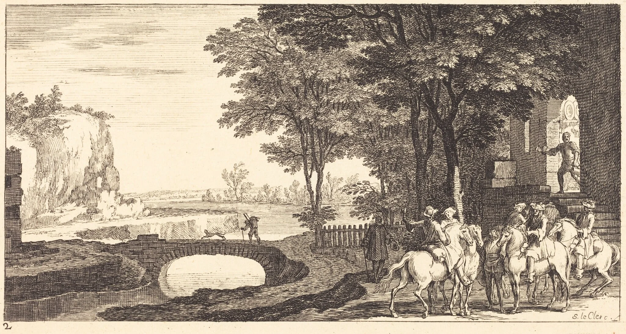 Landscape with Horsemen and Bridge, detail