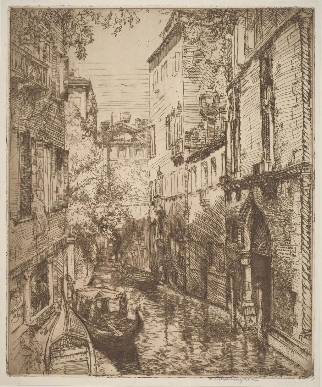 Rio delle Verona, Venice, by Donald Shaw MacLaughlan, ink, 1912