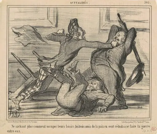 Ne sachant plus comment utiliser leurs loisirs ..., by Honoré Daumier, ink, 1856