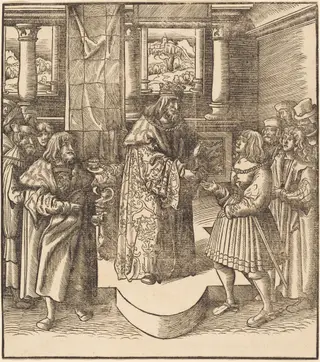 The Old White King Sending His Messengers to Portugal, by Leonhard Beck, ink, 1515