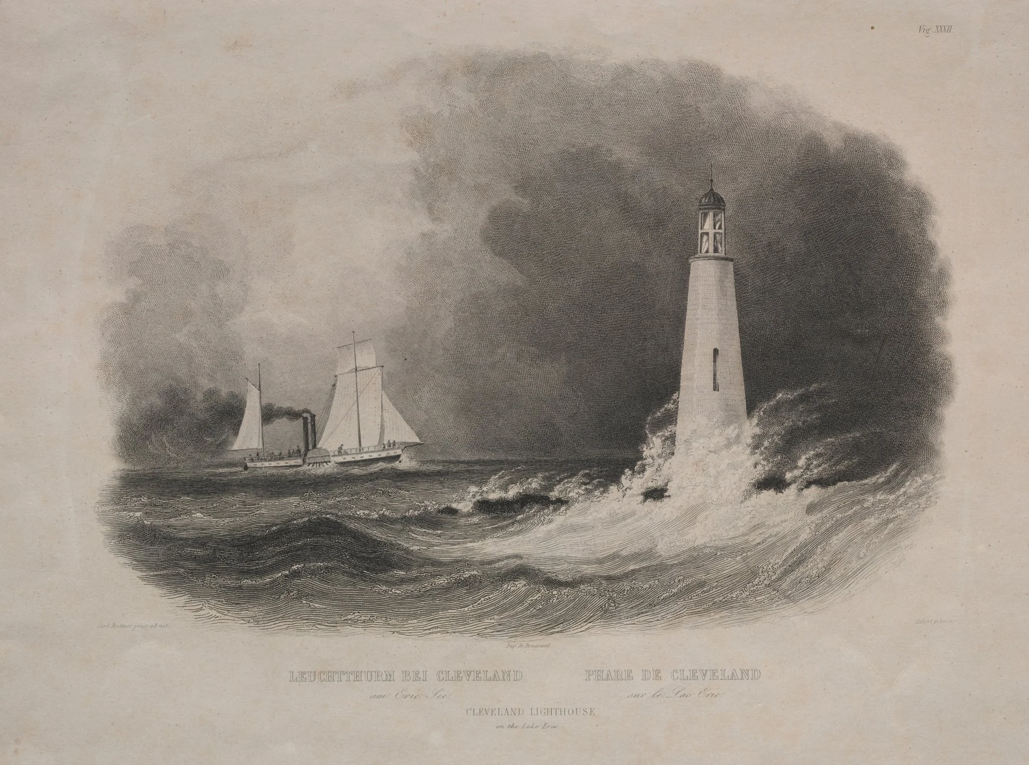 Lighthouse in Cleveland, Ohio, on Lake Erie, detail