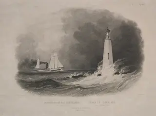 Lighthouse in Cleveland, Ohio, on Lake Erie, by Pierre Eugène I Aubert, 1840