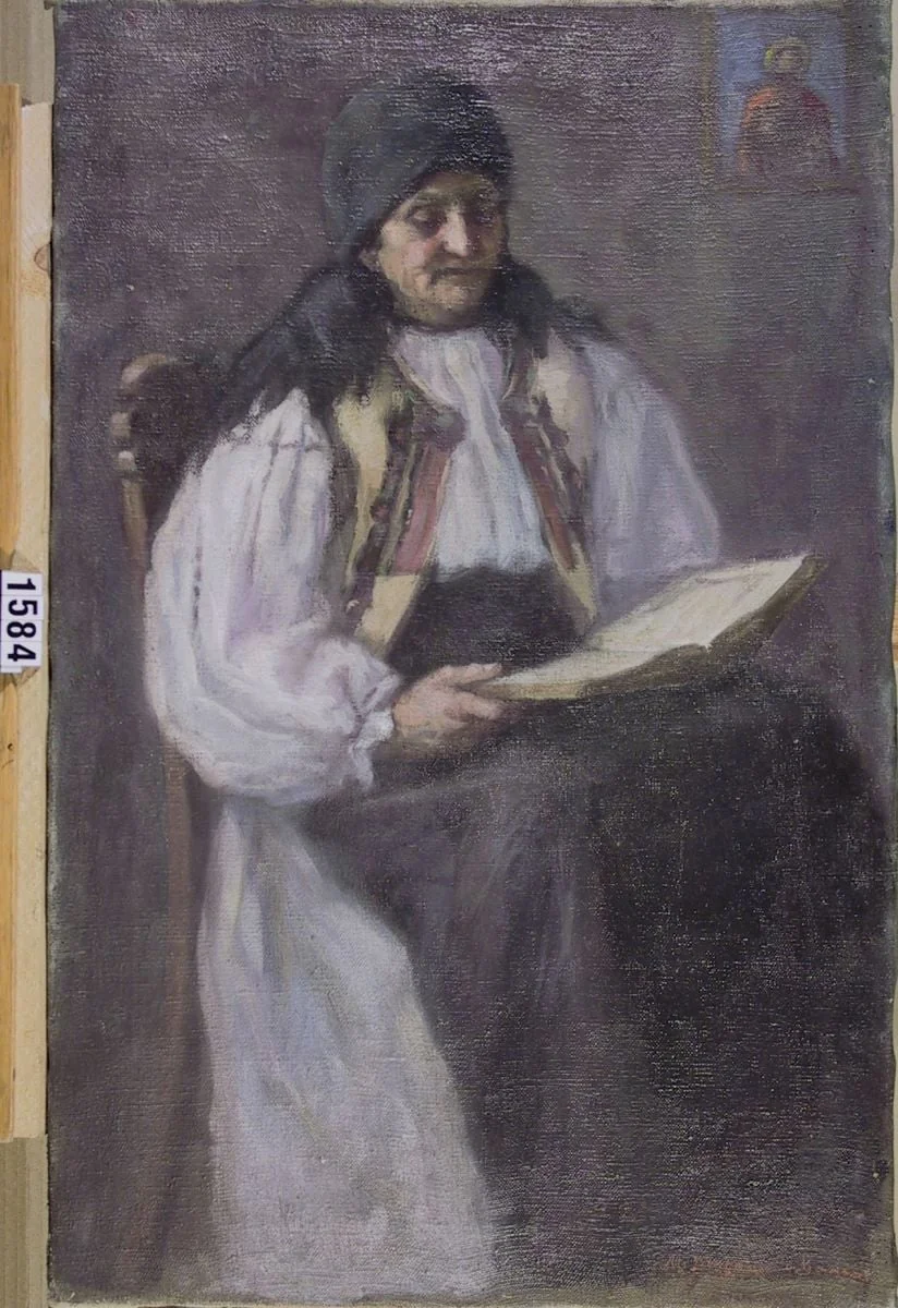 Țărancă citind, detail