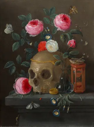 Vanitas Still Life, by Jan van Kessel the Elder, oil, 1668