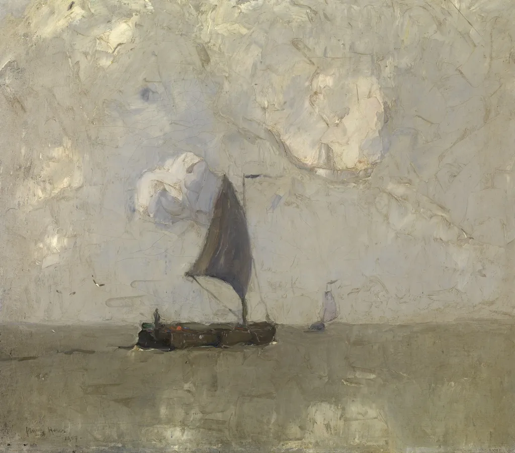 Rain on the Scheldt, by Frans Hens, oil, 1907