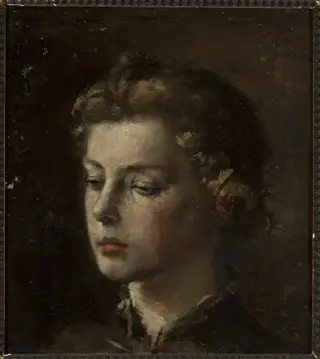 Portrait of a young girl, by Konstanty Mańkowski, oil, 1889
