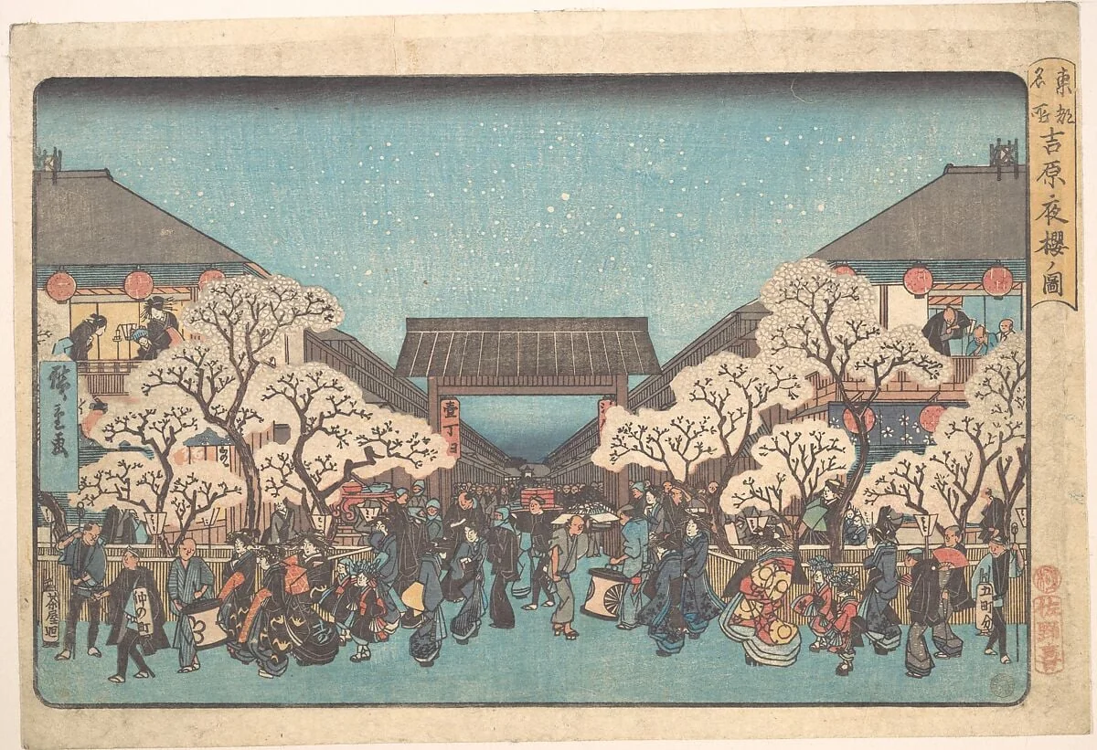 東都名所 吉原夜桜の図|Yoshiwara Yo Zakura no Zu, detail