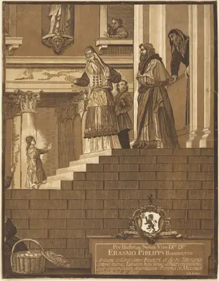 Presentation of the Virgin in the Temple, by John Baptist Jackson, ink, 1742