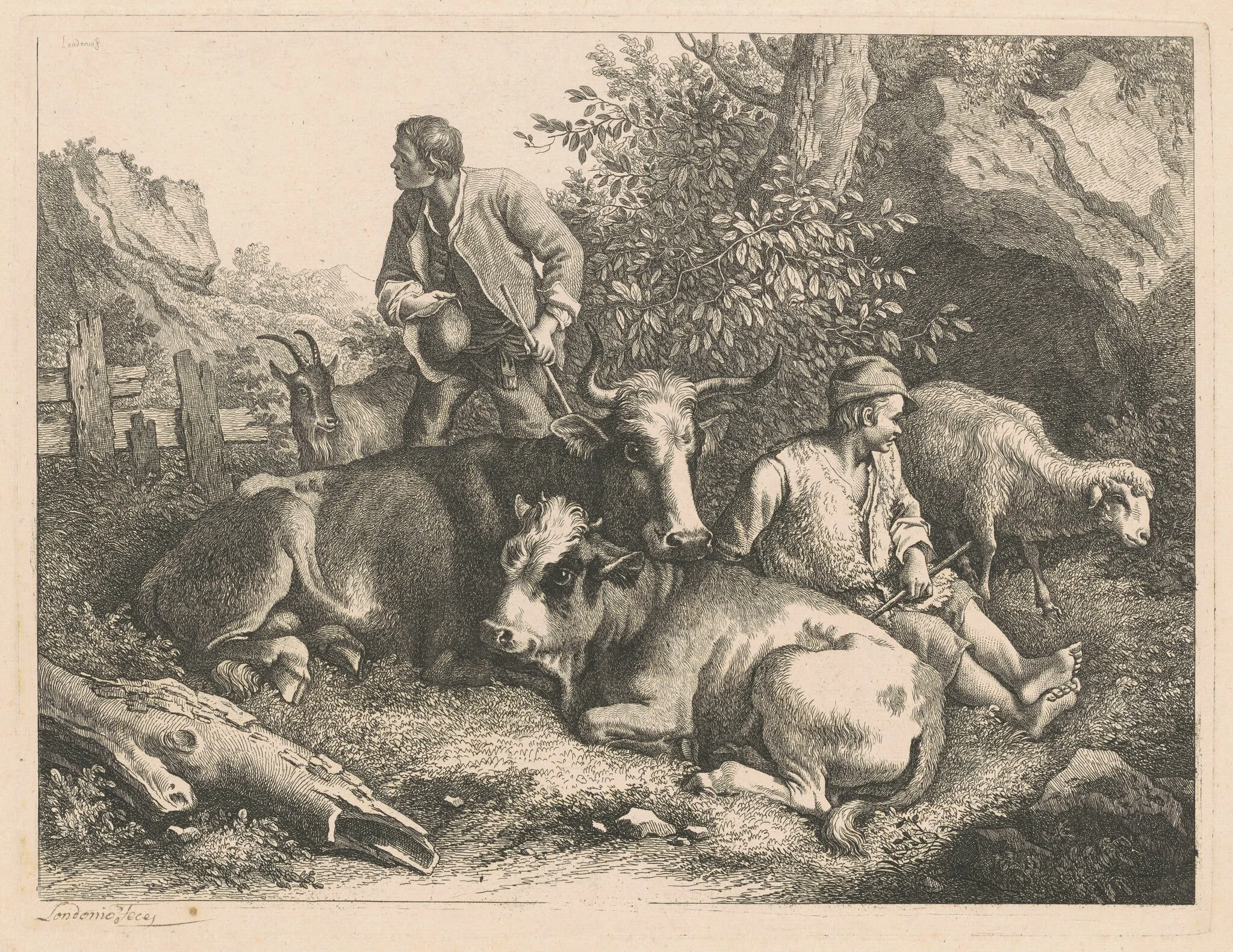 Two Shepherds with a Cow and Calf, detail