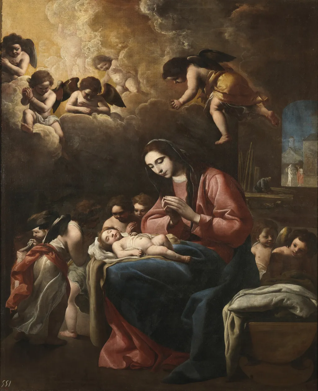 The Virgin and Child with Angels, by Eugenio Caxés, oil, 1618