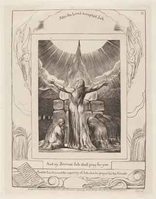 Job's Sacrifice, by William Blake, ink, 1825