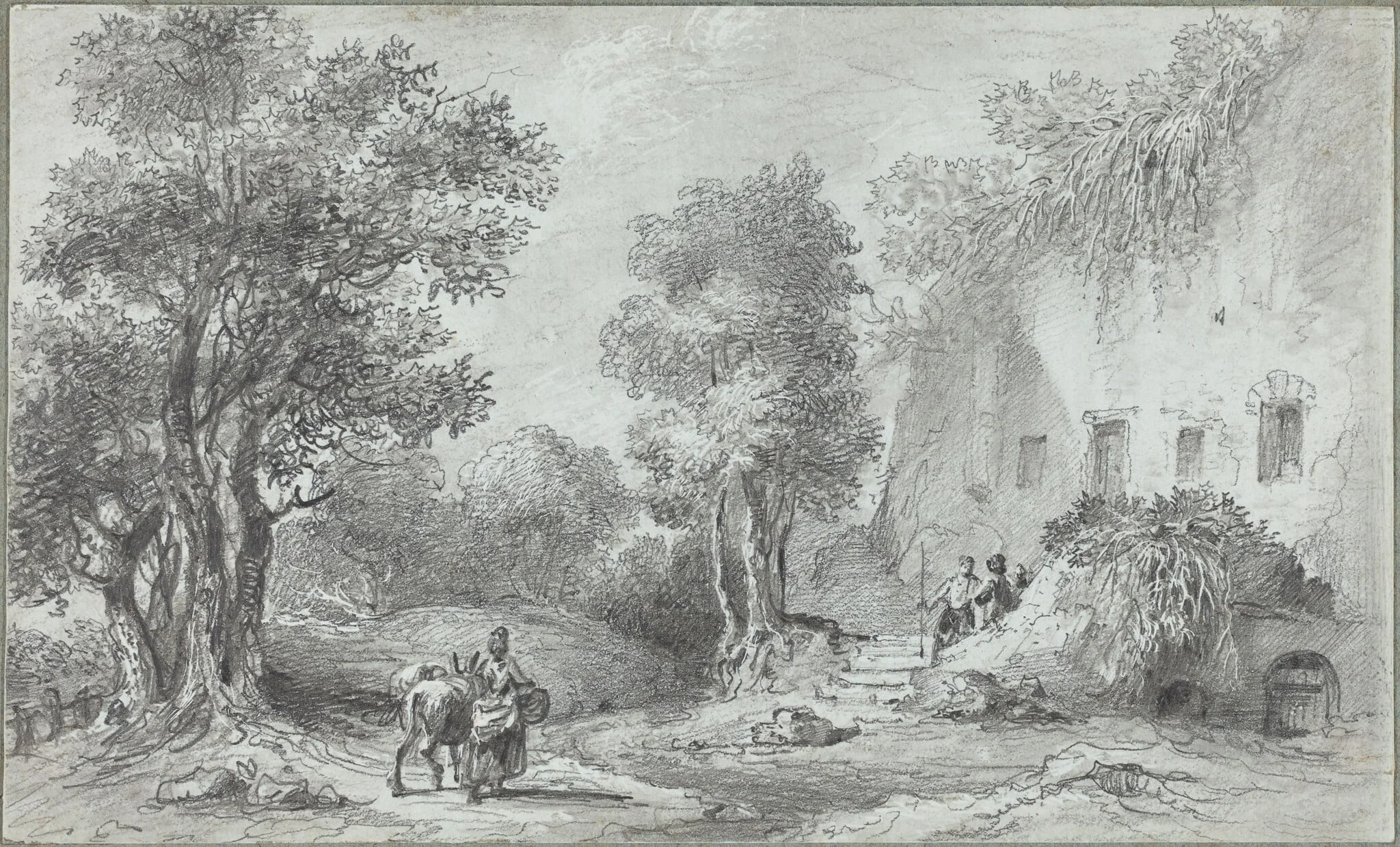 Landscape with Peasants before an Inn, detail