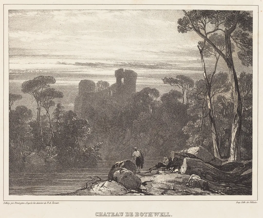 Chateau de Bothwell, by Richard Parkes Bonington, ink, 1826
