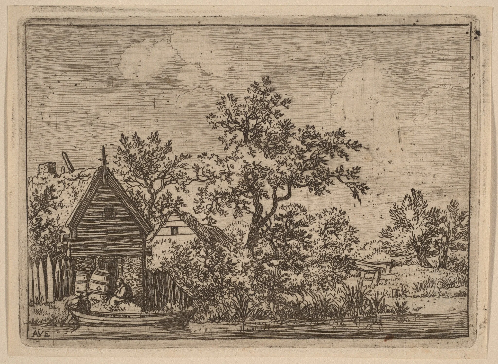 Two Casks in Front of a Cottage, detail
