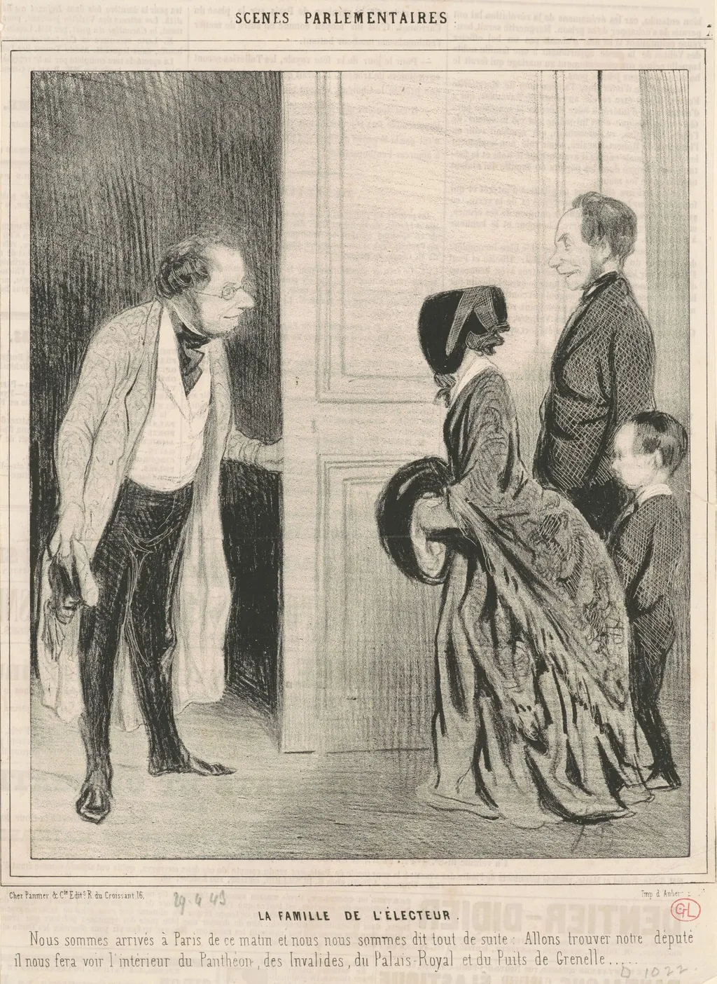 La famille de l'électeur, by Honoré Daumier, ink, 1843