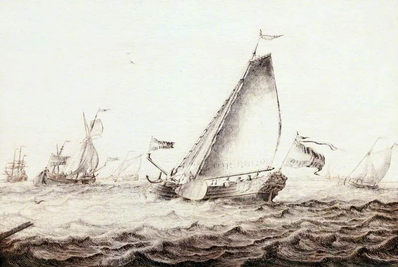 Yachts Sailing in a Breeze, detail