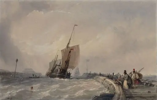 Calais Harbour, by Thomas Sewell Robins, watercolor, 1850