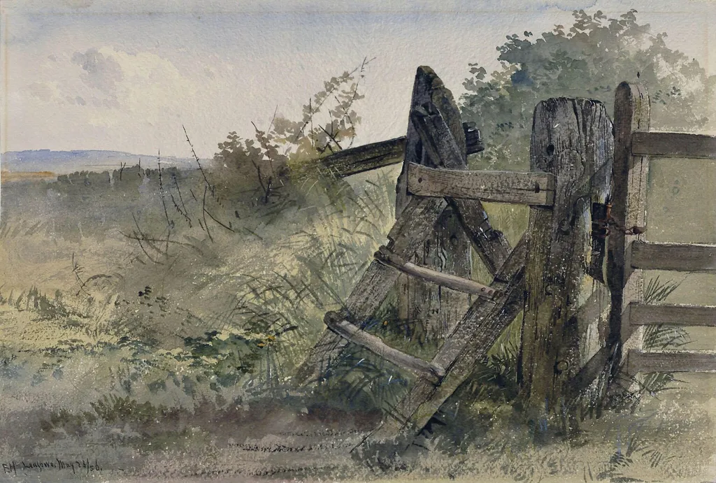 Near Leasowe Church, Chesire, by Hargitt, watercolor, 1856