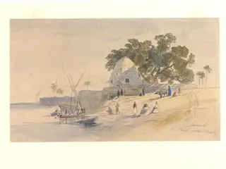 Minyeh, Egypt, by Edward Lear, watercolor, 1854