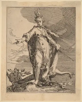 Juno, by Abraham Bloemaert, ink, 1610