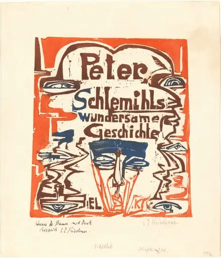 Peter Schlemihls wundersame Geschichte (Peter Schlemihl's Wondrous Story) (Title Page), by Ernst Ludwig Kirchner, ink, 1915