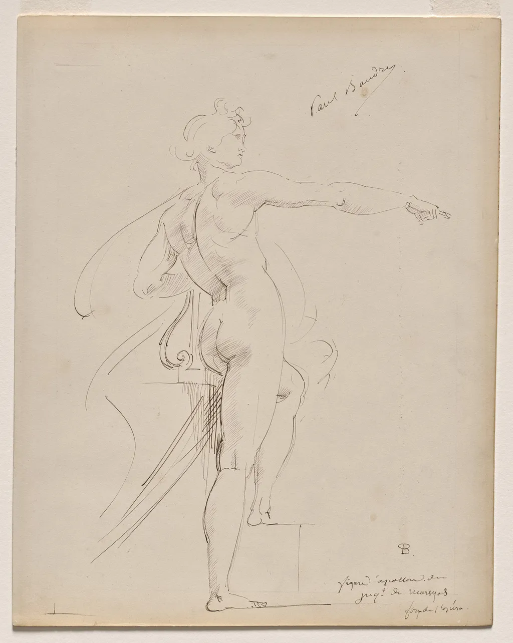 Study of Apollo for Marsyas (recto), by Paul-Jacques-Aimé Baudry, 1864