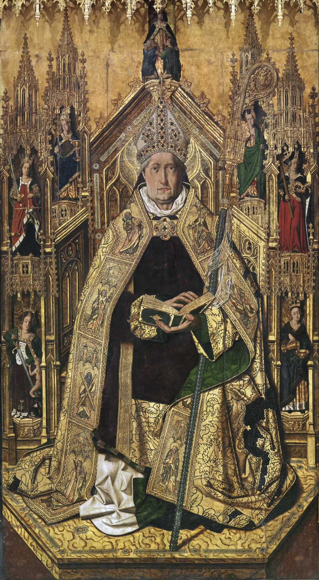 Santo Domingo de Silos entronizado como obispo, de Bartolomé Bermejo (Museo del Prado), detail