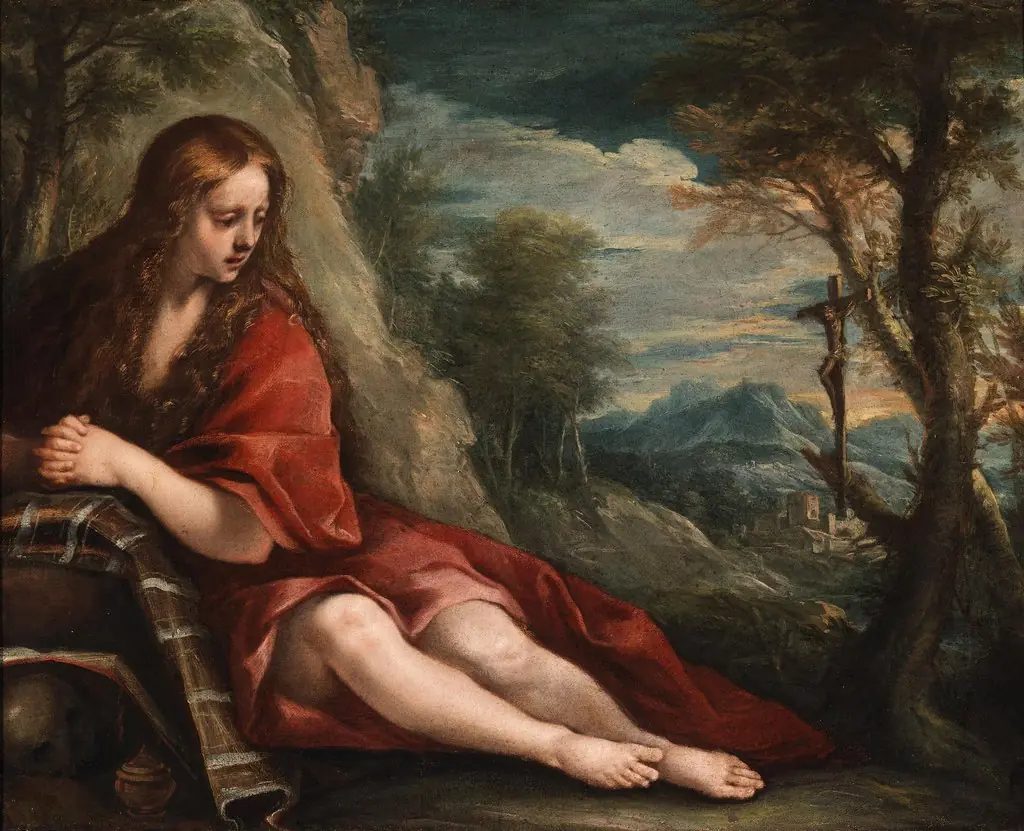 Saint Mary Magdalene in the Wilderness, by Annibale Carracci, oil, 1594