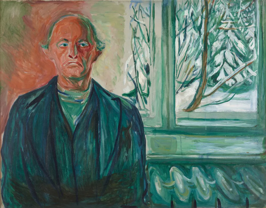 Self-Portrait by the Window, by Edvard Munch, oil, 1940
