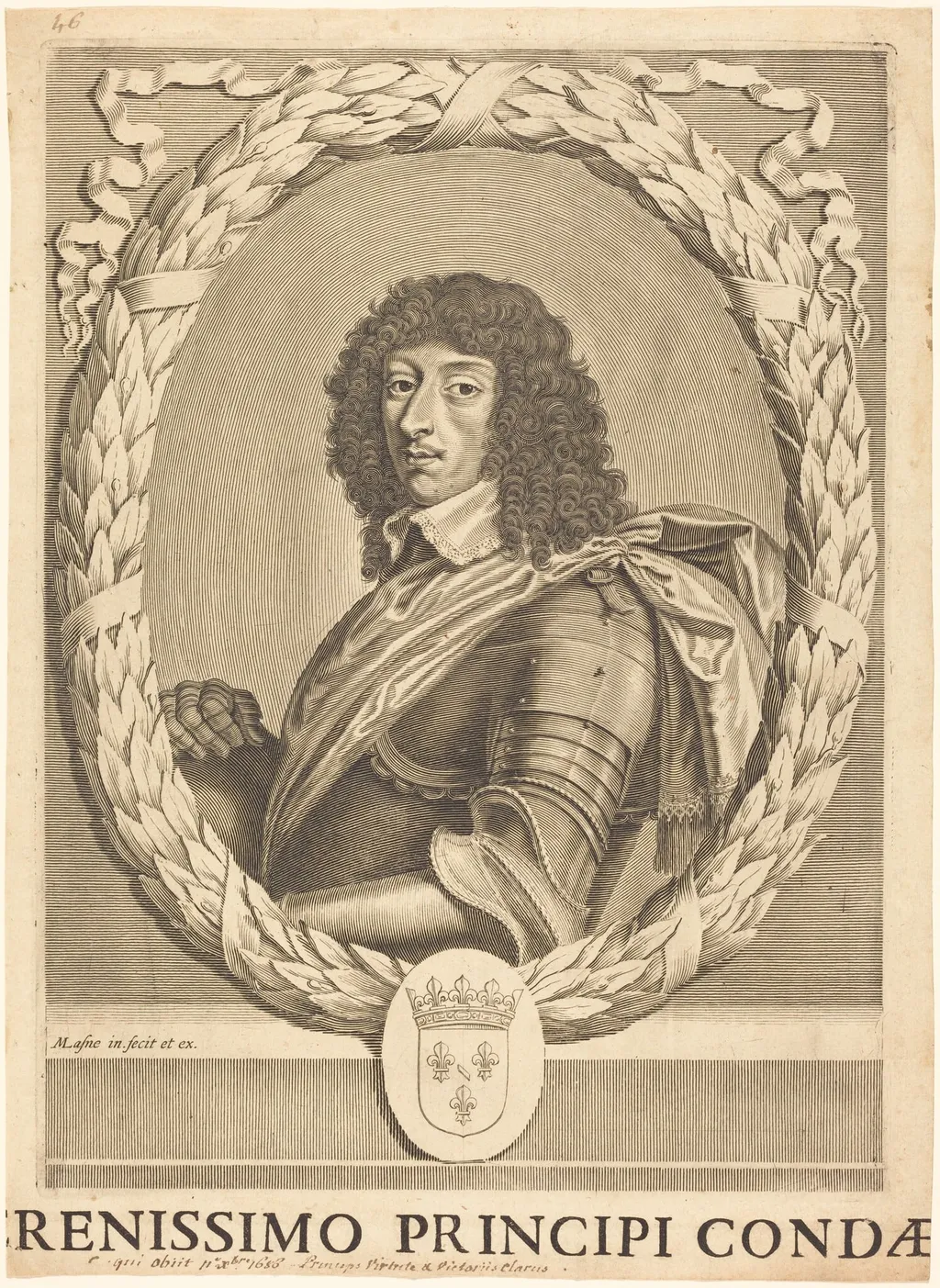Louis II de Bourbon, by Michel Lasne, ink, 1628