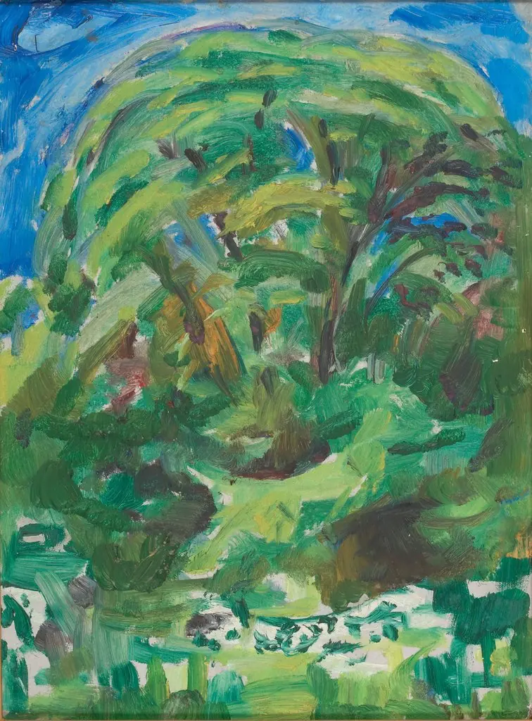 Large Deciduous Tree, by Edvard Munch, oil, 1928