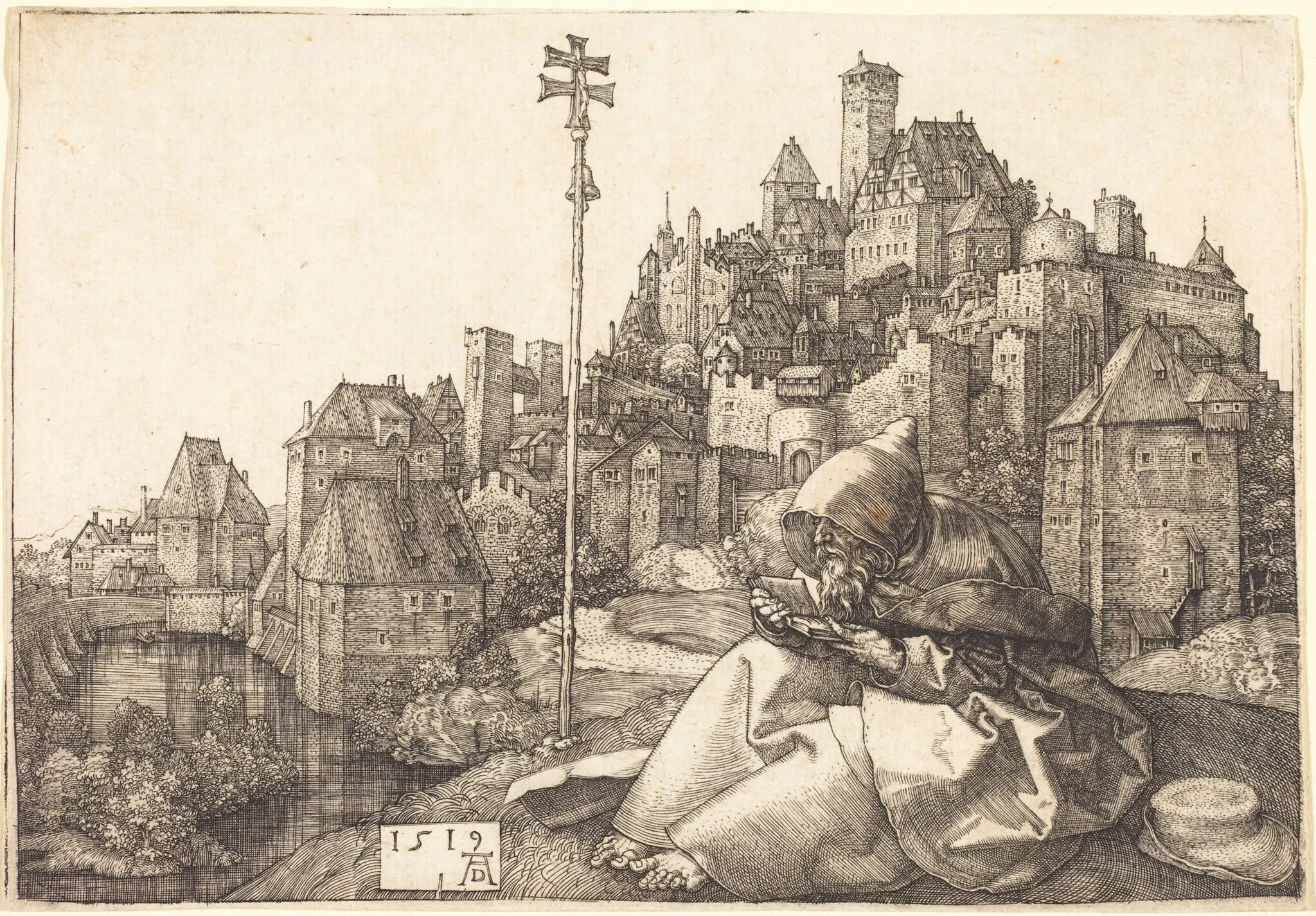 Saint Anthony Reading, detail