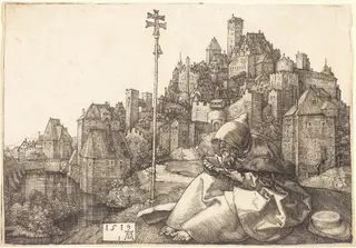 Saint Anthony Reading, by Albrecht Dürer, ink, 1519